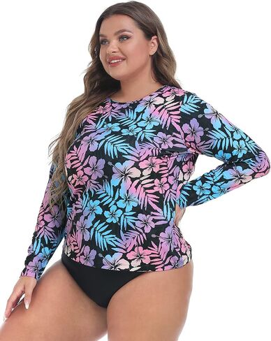 HDE Plus Size Rash Guard for Women UPF 50 Quick Dry Long Sleeve Swim Top in Saudi Arabia