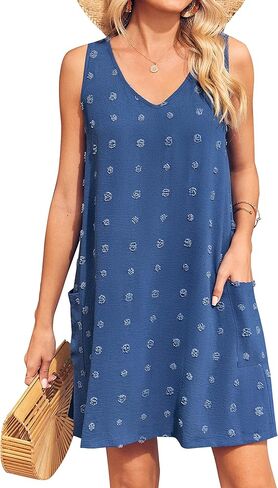 فساتين السباحة النسائية الصيفية من MAOECO، ملابس سباحة مثيرة برقبة على شكل حرف V، ملابس سباحة للشاطئ، فستان كاجوال بدون أكمام مع جيوب in Kuwait