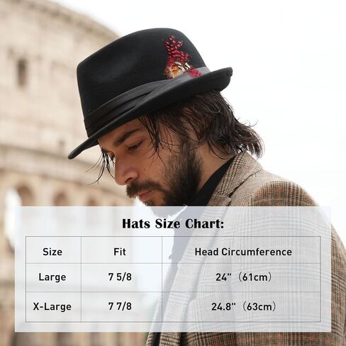 Comhats المتضخم L XL 100% الصوف الشتاء الرجال فيدورا قصيرة حافة ديربي قبعة شعر فستان 1920s تريلبي غاتسبي العصابات كنتاكي in Kuwait