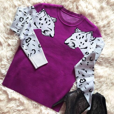 سترات نسائية شتوية وربيعية كاجوال لطيفة بطباعة الفهد وأكمام طويلة وسترة مقصوصة ومتماسكة in Kuwait