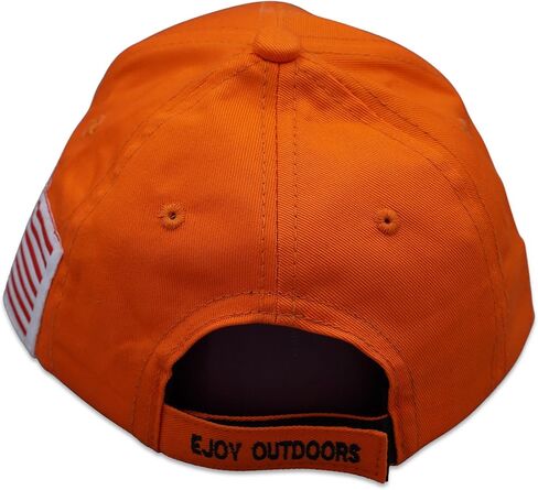 EJOY OUTDOORS قبعة صيد برتقالية متوهجة | قبعة بيسبول مع العلم الأمريكي | قبعة الأب سهلة التعديل in Kuwait