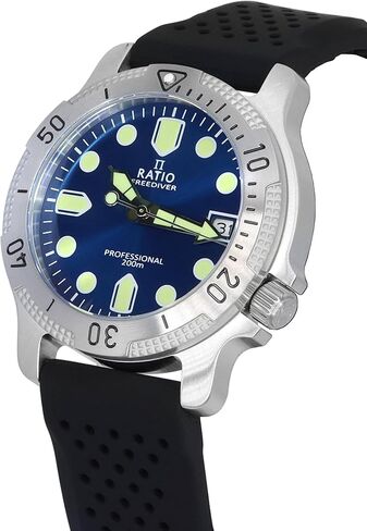 RATIO FreeDiver ساعة غوص احترافية ساعة غواص كوارتز كريستال الياقوت 200 متر مقاومة للماء ساعة غوص للرجال in Kuwait