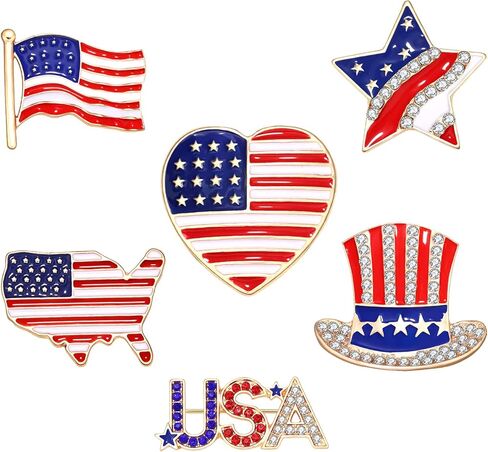 6 قطع العلم الأمريكي التلبيب دبابيس المينا حجر الراين القلب علم الولايات المتحدة الأمريكية 4th من يوليو بروش دبابيس عيد الاستقلال الوطني مجوهرات البدلة دبوس هدايا للنساء الرجال in Kuwait