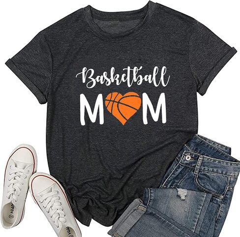 YUYUEYUE Women Basketball Mom Letter Print T Shirt Casual Funny Mom Shirts Short Sleeve Tops Tee in Saudi Arabia