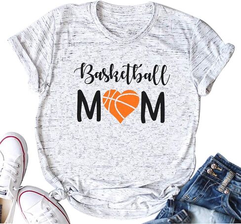 YUYUEYUE Women Basketball Mom Letter Print T Shirt Casual Funny Mom Shirts Short Sleeve Tops Tee in Saudi Arabia