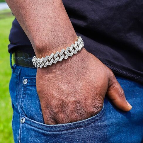 CHARLES RAYMOND - Boss Up and Flex مع مجوهرات Bling'ed Out Hip Hop - قلادة وسوار رجالي كوبي من ZZ Miami بقفل فريد وألماس مثلج !! التنقيط المثالي!! - قفل ZZ SP in Kuwait
