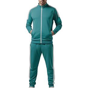 URBAN BUCK Mens Full Zip Casual Tracksuit Set Regular Fit Running Jogging Sport 2 Piece Athletic Green Men Sweat Suit