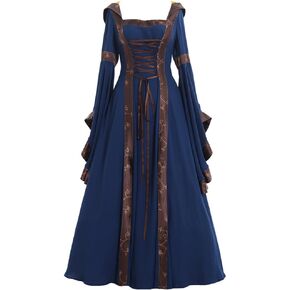 CosplayDiy Women's Gothic Victorian Witch Vampire Dress Medieval Renaissance Hooded Dress Trumpet Sleeves Cosplay Gown Dress in Kuwait
