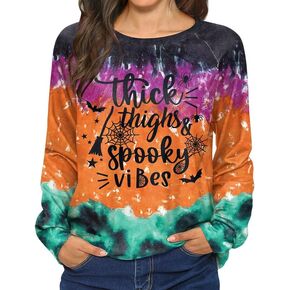 For G and PL Women Halloween Sweatshirt Long Sleeve Crewneck Pumpkin Pullover Top