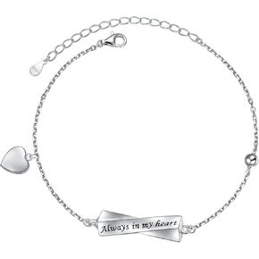 DAOCHONG Sterling Silver Forever in My Heart CZ Cremation Urn Locket Memorial Ashes Holder Bangle Urn Keepsake Bracelet 7+2"