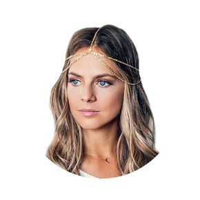 Aukmla Boho الترتر رئيس سلسلة مهرجان الزفاف غطاء الرأس سلسلة الشعر الربيع الصيف عيد الميلاد أزياء عقال الشعر مجوهرات للنساء والفتيات (الفضة)