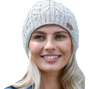 Traditional Irish Fisherman's Wool Cap, Oatmeal, One Size Fits All