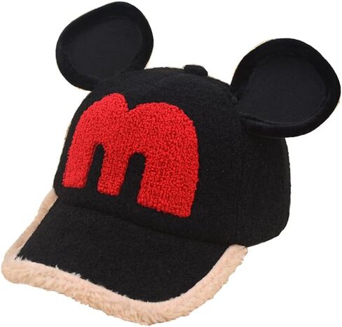 قطعة واحدة من قبعة بيسبول الفأر، قبعة الفأر، قبعة بيسبول بأذني الفأر للبالغين (أسود) in Kuwait