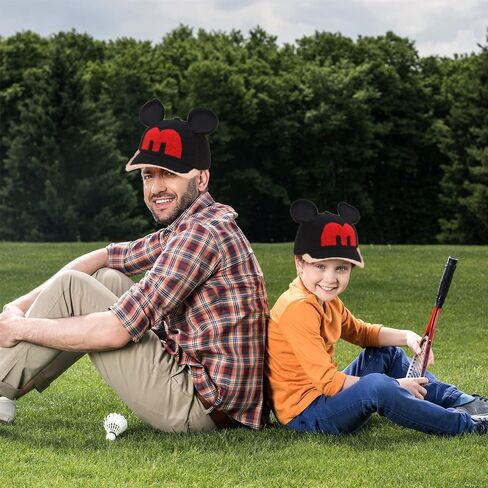 قطعة واحدة من قبعة بيسبول الفأر، قبعة الفأر، قبعة بيسبول بأذني الفأر للبالغين (أسود) in Kuwait