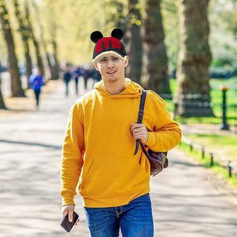 قطعة واحدة من قبعة بيسبول الفأر، قبعة الفأر، قبعة بيسبول بأذني الفأر للبالغين (أسود) in Kuwait