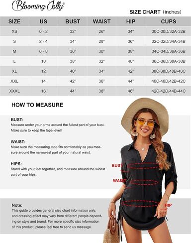Blooming Jelly Womens Bathing Suit Cover Ups Bikini Swimsuit Coverup Drawstring Beach Dress Shirt in Kuwait