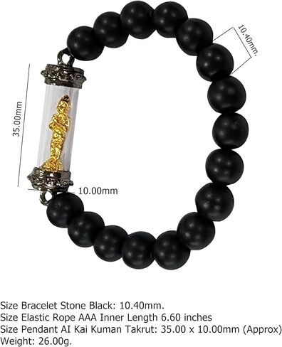 سوار تميمة تايلاندية علاجية بوذية بخرزة فاخرة من الحجر الاسود تاكروت ايه اي كاي كومان ثونغ وات جيدي للنساء والرجال بدلاية تاليسمان تغير الحظ السيئ الى الحظ السعيد، تجلب الحظ والحظ in Kuwait