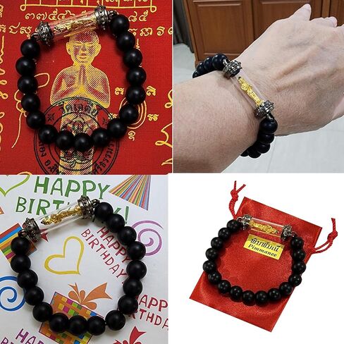 سوار تميمة تايلاندية علاجية بوذية بخرزة فاخرة من الحجر الاسود تاكروت ايه اي كاي كومان ثونغ وات جيدي للنساء والرجال بدلاية تاليسمان تغير الحظ السيئ الى الحظ السعيد، تجلب الحظ والحظ in Kuwait