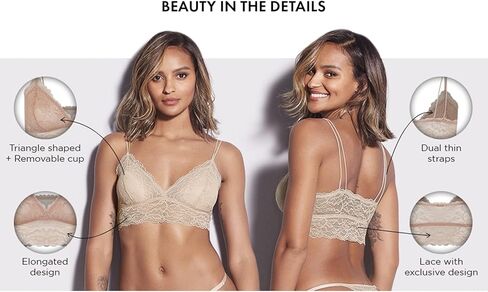 HOPE - حمالة صدر دانتيل مثلثة مع حشوة قابلة للإزالة - ملابس داخلية مثيرة للنساء، حمالات صدر لاسلكية، أشرطة مزدوجة مريحة in Kuwait