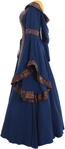 CosplayDiy Women's Gothic Victorian Witch Vampire Dress Medieval Renaissance Hooded Dress Trumpet Sleeves Cosplay Gown Dress in Kuwait