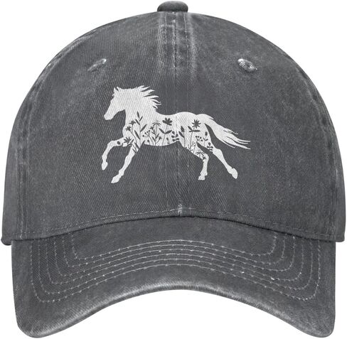 Women's Floral and Horse Hat Adjustable Washed Vintage Baseball Cap for Mom Dad in Kuwait