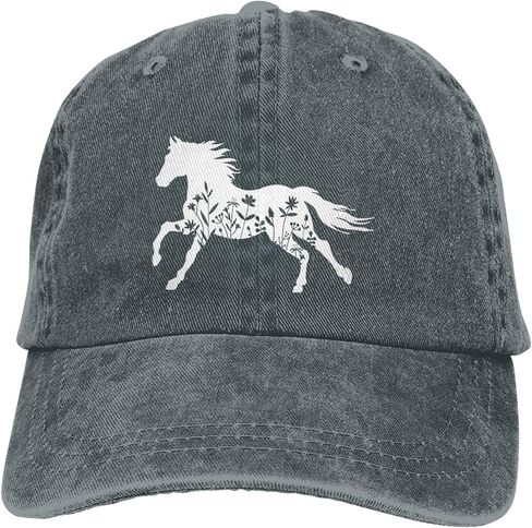 Women's Floral and Horse Hat Adjustable Washed Vintage Baseball Cap for Mom Dad in Kuwait