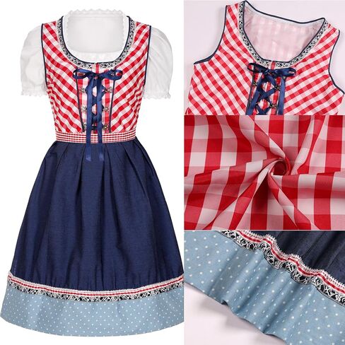 RAAIBB Oktoberfest Costumes Women German Dirndl Dresses Bavarian Drindles Dress Oktoberfest Outfits Beer Girl Pink with Socks in Kuwait