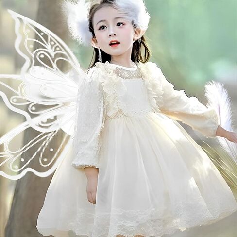 فستان Lizxun Fairy Wing Halloween أنيق بجناح فراشة الأورجانزا للفتيات والنساء لأداء الأدوار in Kuwait