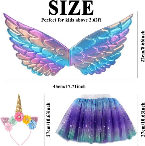 Creatoy Toddler Fairy-Unicorn-Wings-Costume for Girls 2-7 Y/O Unicorn Gifts Pretend Play Halloween Birthday Party Favors in Kuwait