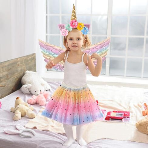 Creatoy Toddler Fairy-Unicorn-Wings-Costume for Girls 2-7 Y/O Unicorn Gifts Pretend Play Halloween Birthday Party Favors in Kuwait