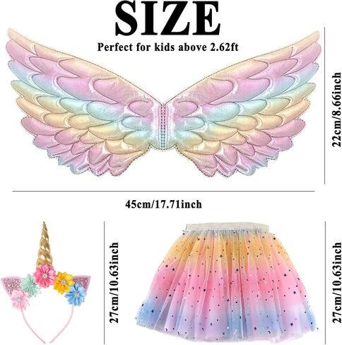 Creatoy Toddler Fairy-Unicorn-Wings-Costume for Girls 2-7 Y/O Unicorn Gifts Pretend Play Halloween Birthday Party Favors in Kuwait