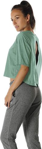 icyzone Open Back Workout Top Shirts - Yoga t-Shirts Activewear Exercise Crop Tops for Women in Saudi Arabia