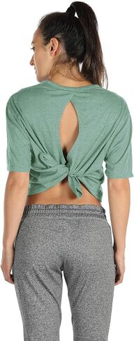 icyzone Open Back Workout Top Shirts - Yoga t-Shirts Activewear Exercise Crop Tops for Women in Saudi Arabia