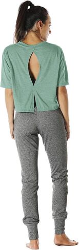 icyzone Open Back Workout Top Shirts - Yoga t-Shirts Activewear Exercise Crop Tops for Women in Saudi Arabia