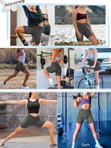 شورت نسائي مضلع بخصر متقاطع على شكل حرف V مع جيوب مقاس 5 بوصات، شورت رياضي عالي الخصر in Kuwait