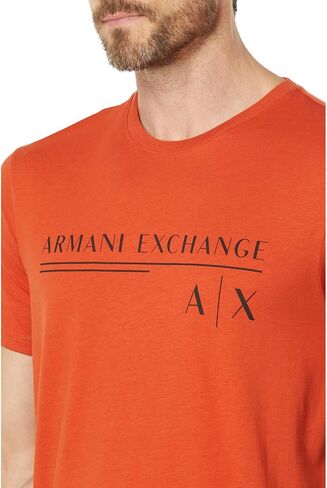 تي شيرت A|X ARMANI EXCHANGE للرجال بتصميم شعار مسطر بقصّة نحيفة in Saudi Arabia