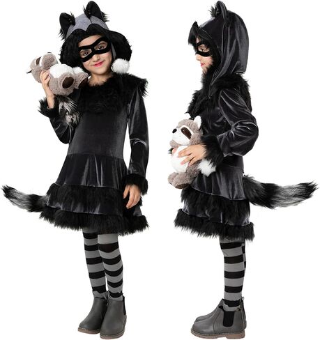 زي Spooktacular Creations للفتيات الصغيرات الراكون الجميل مع قناع العين للأطفال الصغار في عيد القديسين in Saudi Arabia