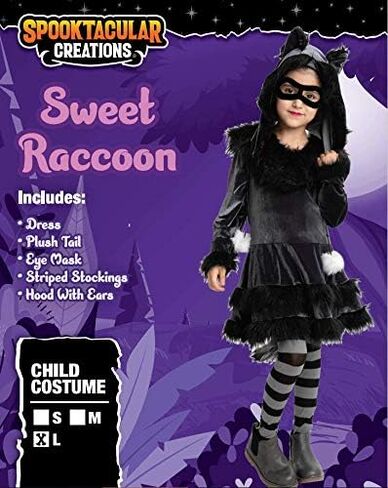 زي Spooktacular Creations للفتيات الصغيرات الراكون الجميل مع قناع العين للأطفال الصغار في عيد القديسين in Saudi Arabia