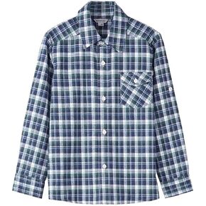 Bienzoe Boys Button Down Shirt: Kids Plaid Flannel Long Sleeve Shirts