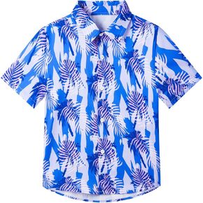 Boys Hawaiian Shirt Tropical Short Sleeve Cool Cute Casual Button Down Tops for Youth Kids Toddler Summer Beach