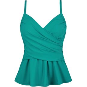 Cindy's aunt Women's Wrap Tankini Tops V Neck Swimsuits Ruched Front Twist Bathing Suit Top Only
