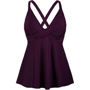 coastal rose Women's Tankini Tops V Neck Flowy Swim Top Front Cross Push Up Bathing Suit Top