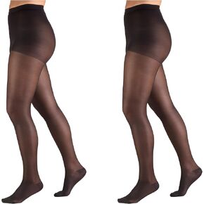 Truform 1775, Women's Sheer Compression Pantyhose, 15-20 mmHg, Queen Plus, Beige, (Pack of 2)