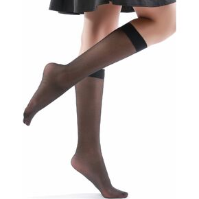 WAKUNA 9 Pairs Knee High Sheer Stockings for Women 20D