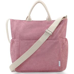 Prite Corduroy Tote Bag for Women Large Crossbody Hobo Shoulder Bag with Pockets Tote Handbag for Work,College,Shopping