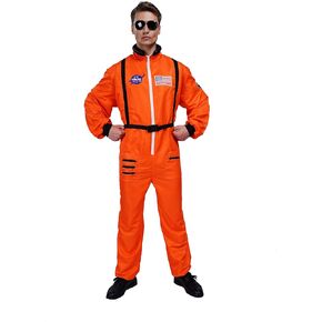 Maxim Party Supplies Mens Astronaut Costume Jumpsuit for Adults with Embroidered Patches and Pockets