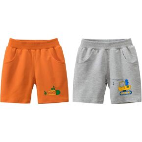 Jagrove Toddler Little Boys Shorts 2 Pack Boys Cotton Sports Shorts with Elastic Waist for 2-7 Years