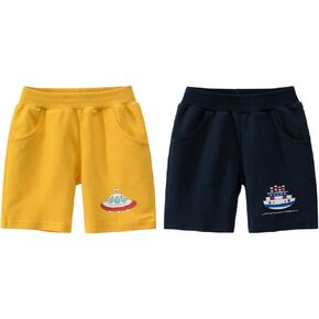 Jagrove Toddler Little Boys Shorts 2 Pack Boys Cotton Sports Shorts with Elastic Waist for 2-7 Years