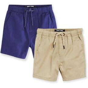 ACESTAR 2 Pack Toddler Boys Summer Shorts with Drawstring - Cotton Baby Casual Pull-On Jogger Shorts Active Sports Shorts