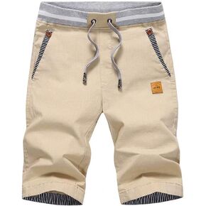 Big Boy's Casual Shorts Summer Cotton Classic Fit Drawstring Elastic Waist Beach Shorts with Pockets